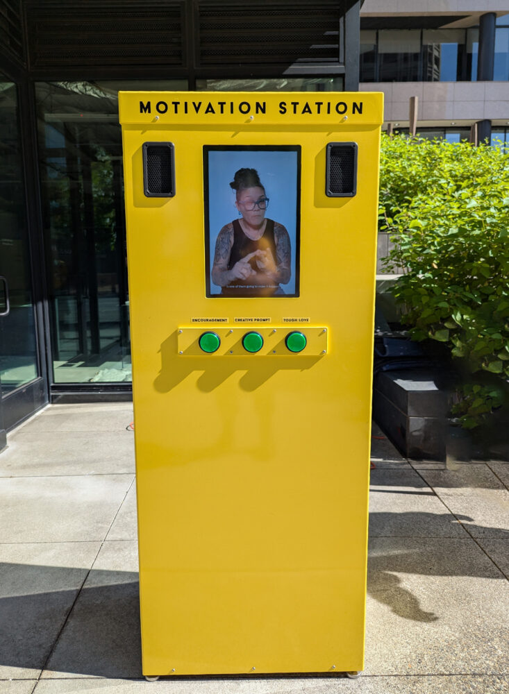 Motivation Station kiosk, by janet galore